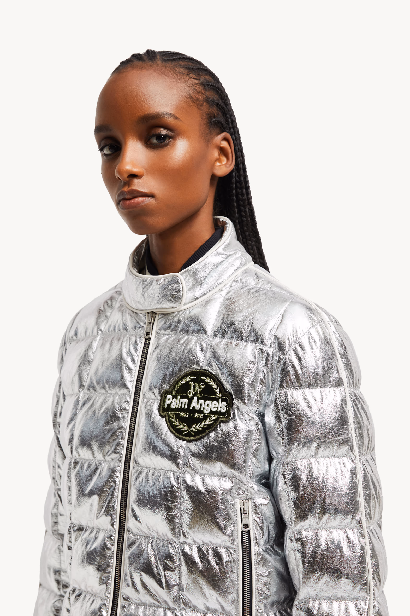 Moncler x Palm Angels Flykra Short Down Jacket Women Silver Moncler 4